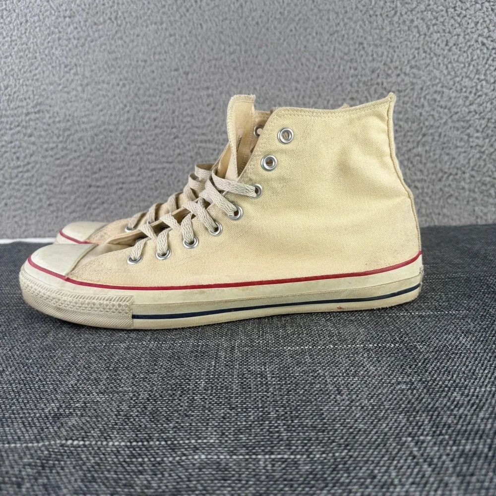 Vintage Made in USA Converse Chuck Taylor High Top Size 11 Natural Cream 90s